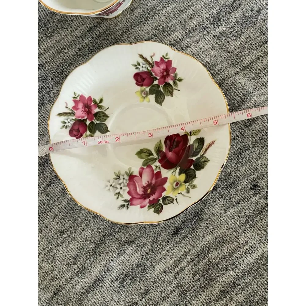 Royal Albert Bone China Teacup & Saucer Flowers Golden Trim